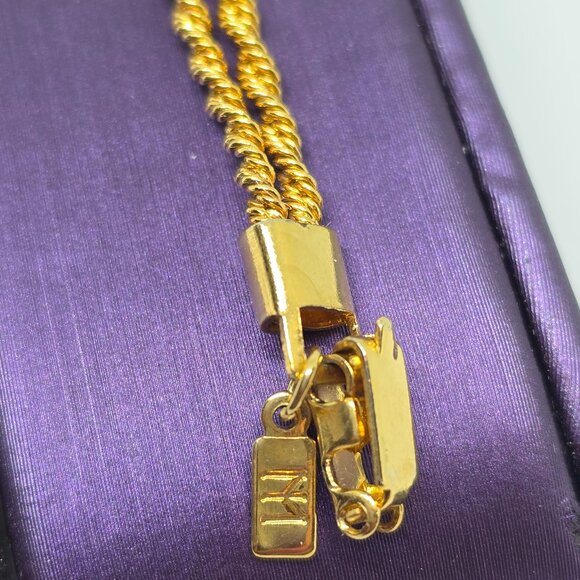 Merlite Gold Double Rope Twist Chain Bracelet Crystal Rhinestone Accent Bracelet - Picture 8 of 17